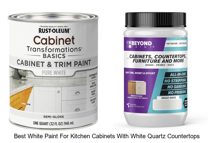 Best White Paint for Kitchen Cabinets with Quartz Tops!
